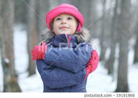 child on a winter walk in the park 19191966