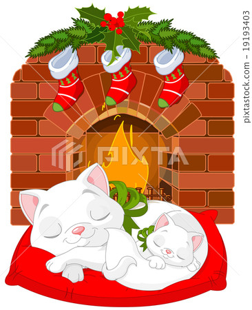 Kitten near Fireplace Kitten near Fireplace 19193403