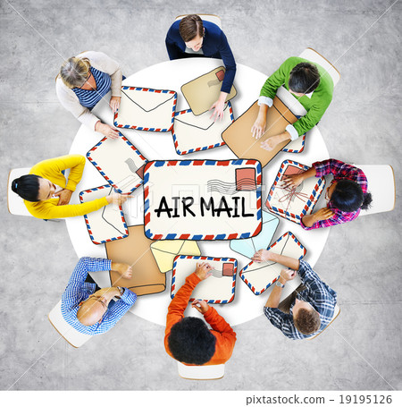 Multiethnic Group of People with Air Mail Concept 19195126