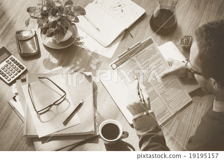 Hipster Man Application Filling Working Concept 19195157