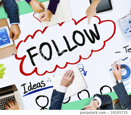 Follow Support Ideas Teamwork Social Media Concept Follow Support Ideas Teamwork Social Media Concept 19195735