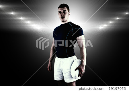 Composite image of rugby player holding rugby ball Composite image of rugby player holding rugby ball 19197053