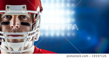 Composite image of american football player looking at camera 19197126