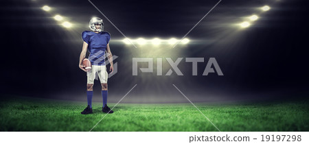 Composite image of full length of confident sport man to holding Composite image of full length of confident sport man to holding 19197298