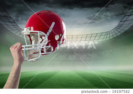 Composite image of a helmet of an american football player 19197582