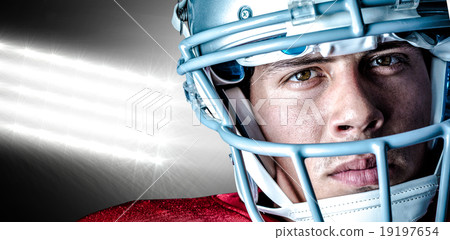 Composite image of close-up portrait of confident sportsman 19197654