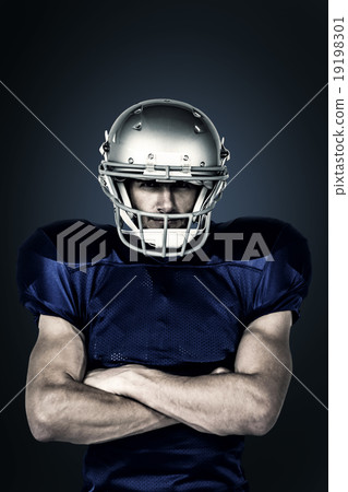 Composite image of portrait confident of american football playe 19198301
