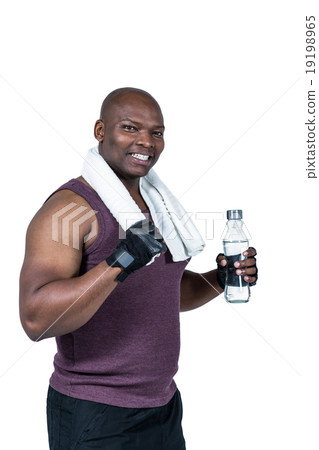 Fit man exercising with barbell Fit man exercising with barbell 19198965