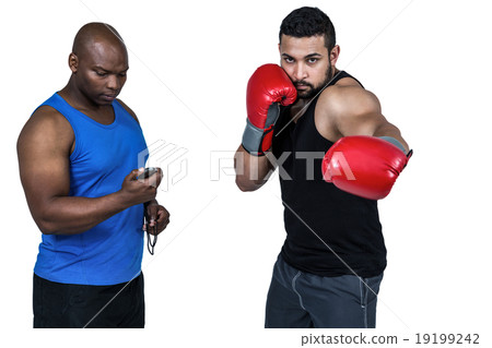 Boxing coach with his fighter 19199242