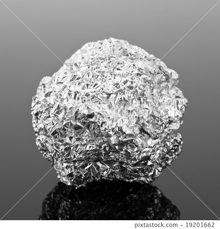 Crumpled silver foil ball Crumpled silver foil ball 19201662