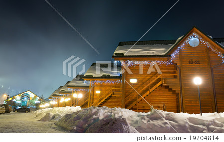 Ski chalets at night Ski chalets at night 19204814