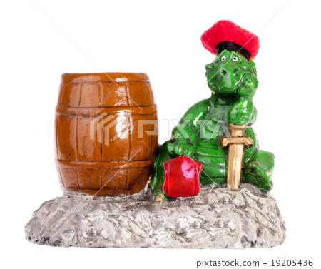 Statuette of funny dragon with barrel Statuette of funny dragon with barrel 19205436