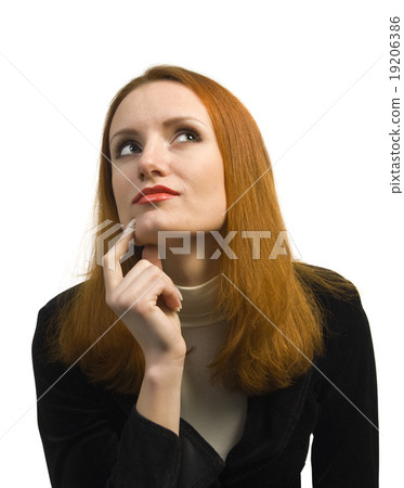 Thoughtful doubting business woman Thoughtful doubting business woman 19206386