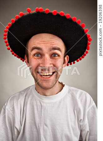Laughing man in sombrero hat 19206398