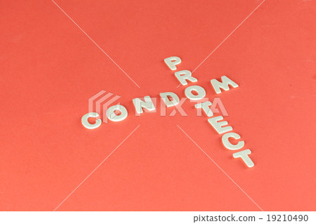 Condom and Protect Puzzle on Red Blood Background 19210490