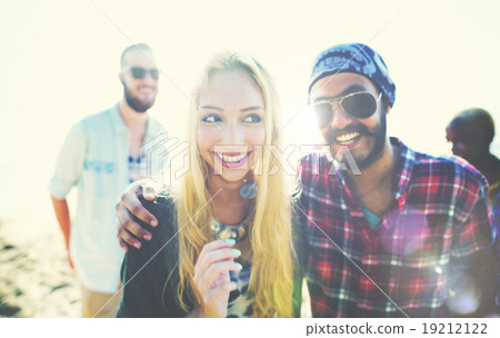 Friendship Bonding Relaxation Summer Beach Happiness Concept 19212122