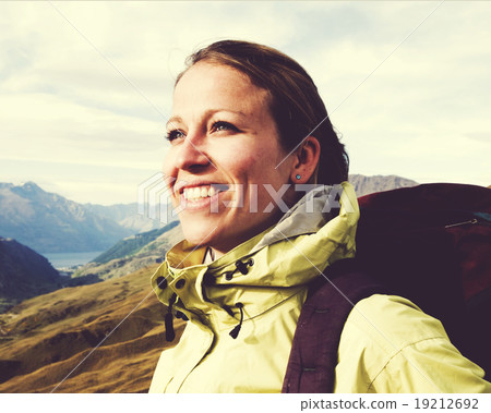 Woman Hiking Mountains New Zealand Concept 19212692
