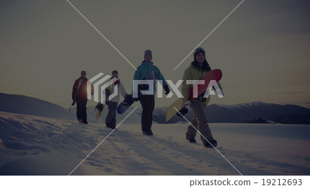 People Snowboard Winter Sport Friendship Concept 19212693