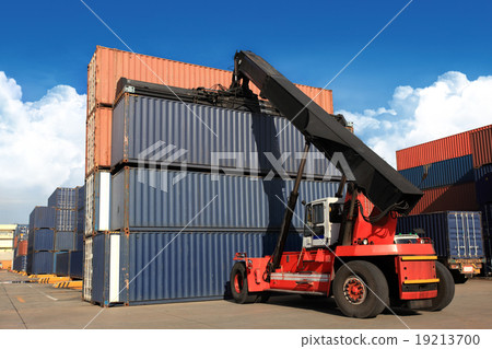 Stack of Freight Containers at the Docks 19213700