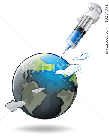 Save the world theme with earth and syringe Save the world theme with earth and syringe 19214351