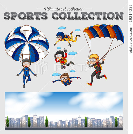 People doing sky diving People doing sky diving 19214355