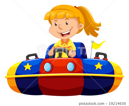 Little girl riding in bump car Little girl riding in bump car 19214630