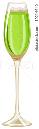 Green champagne in wine glass 19214640