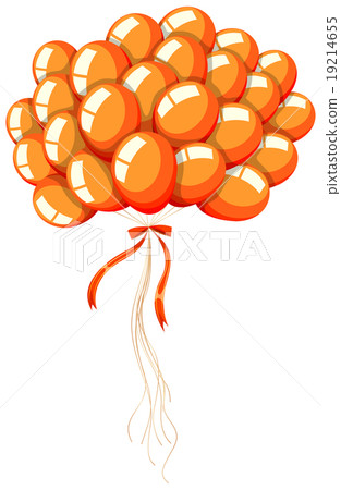 Bunch of orange balloons with ribbon 19214655