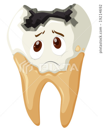 Tooth decay with sad face 19214692