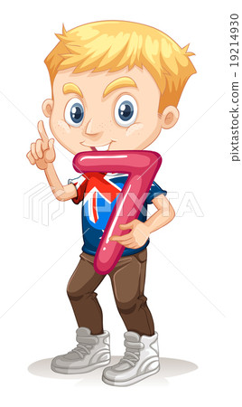 Boy holding number seven Boy holding number seven 19214930