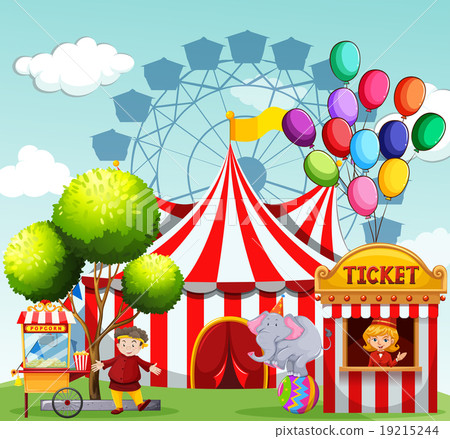 People working at the amusement park 19215244