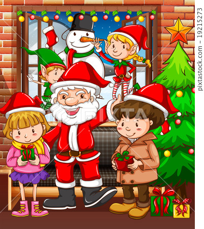 Christmas theme with Santa and children Christmas theme with Santa and children 19215273