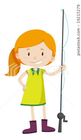 Little girl with fishing pole Little girl with fishing pole 19215279