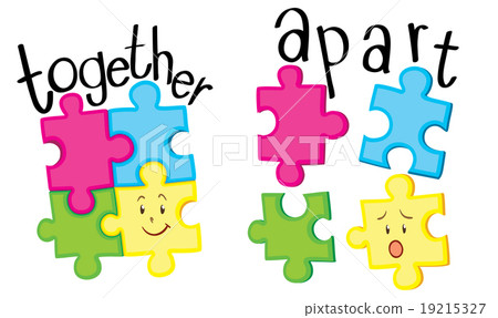 插图素材: jigsaw putting together and jigsaw being apart