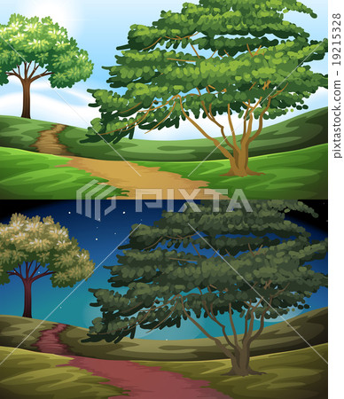 Nature scene of the countryside at day and night Nature scene of the countryside at day and night 19215328
