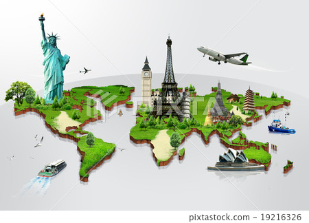 Travel the world monuments concept reflection 19216326