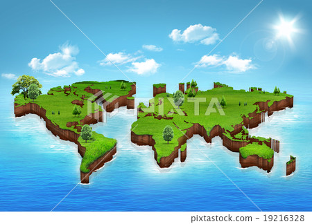 World map background with grass field 19216328