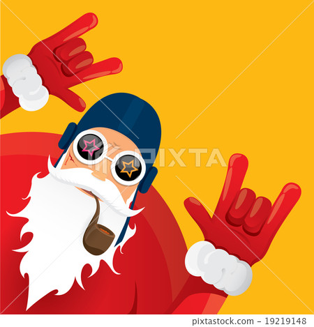 vector biker santa claus with smoking pipe. 19219148