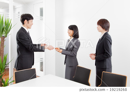 Business scene first meeting Greeting business card 19219268