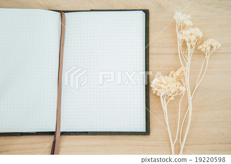 Line paper notebook open on wood texture Line paper notebook open on wood texture 19220598