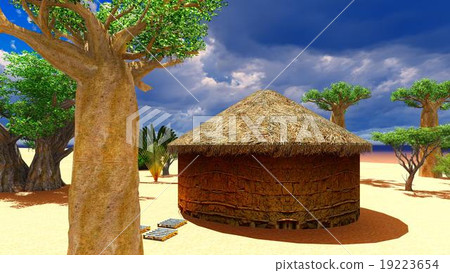 African village with traditional huts African village with traditional huts 19223654