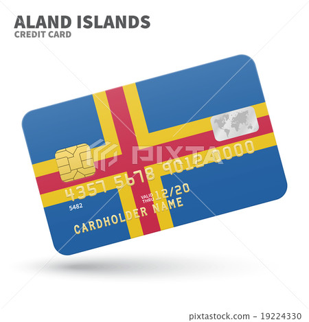 Credit card with Aland Islands flag background for 19224330