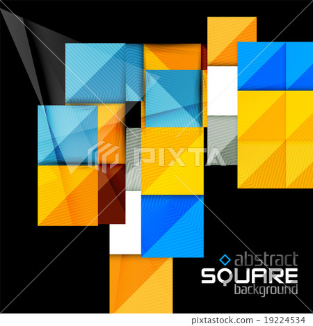 Glossy color squares on black. Geometric abstract Glossy color squares on black. Geometric abstract 19224534