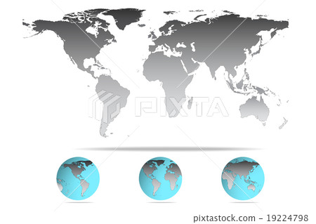 High detail grey colour world map. High detail grey colour world map. 19224798