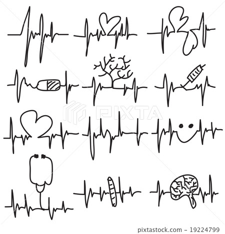 Drawn Heart beat, cardiogram, Pulse Drawn Heart beat, cardiogram, Pulse 19224799