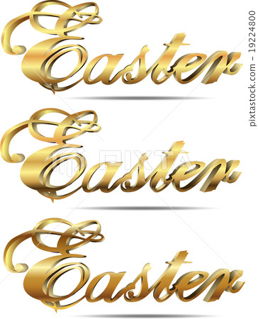 Golden text of Easter Greetings on white bac Golden text of Easter Greetings on white bac 19224800