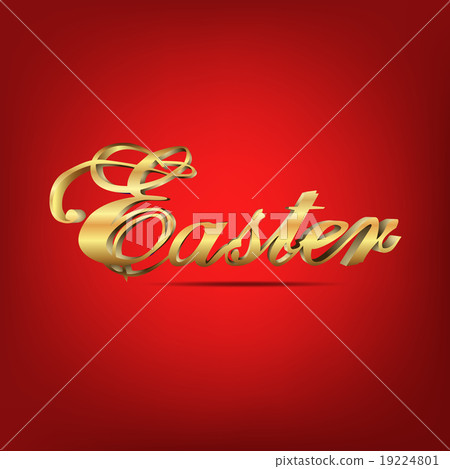 Golden text of Easter Greetings on red background Golden text of Easter Greetings on red background 19224801