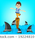 Greece man character on standing on cliff in risk 19224810
