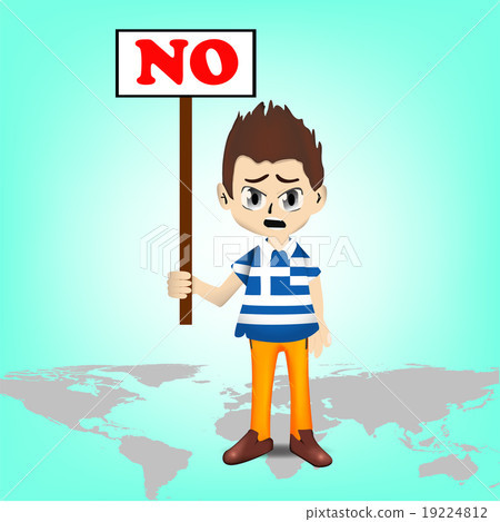 Greece man showing denial board "NO" for help 19224812