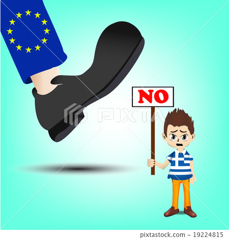 Feet treading on Greece man who show a board 19224815